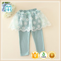 small kids dress fashion pants design lovely baby legging dress with lace wholesale cotton pants